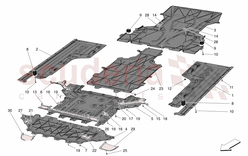 UNDERBODY AND UNDERFLOOR GUARDS of Maserati Maserati GranTurismo M189 FOLGORE  AUTOMATIC 4WD BEV 560 kW