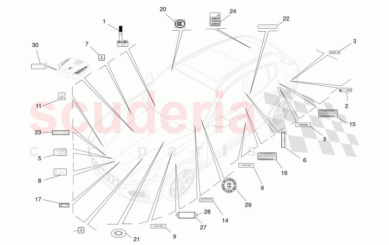 STICKERS AND LABELS of Maserati Maserati Grecale Modena Automatic 2.0 T4 4WD 250HP MHEV
