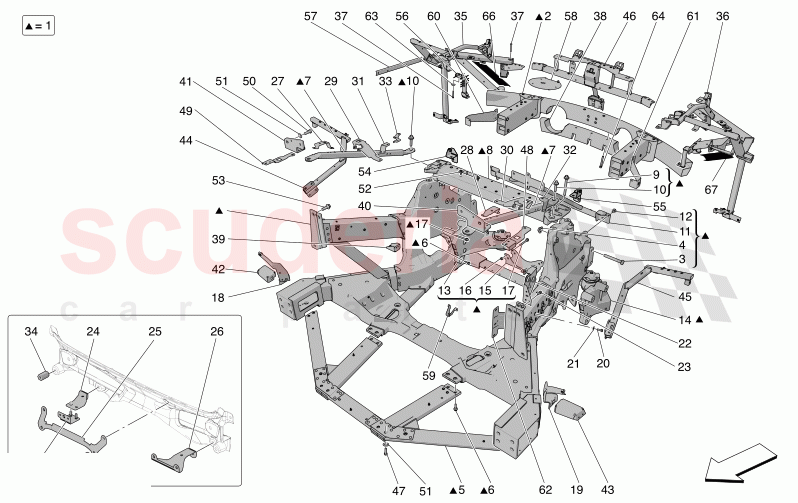 REAR CHASSIS of Maserati Maserati MC20 Icona Automatic 3.0 BT V6 2WD 630HP