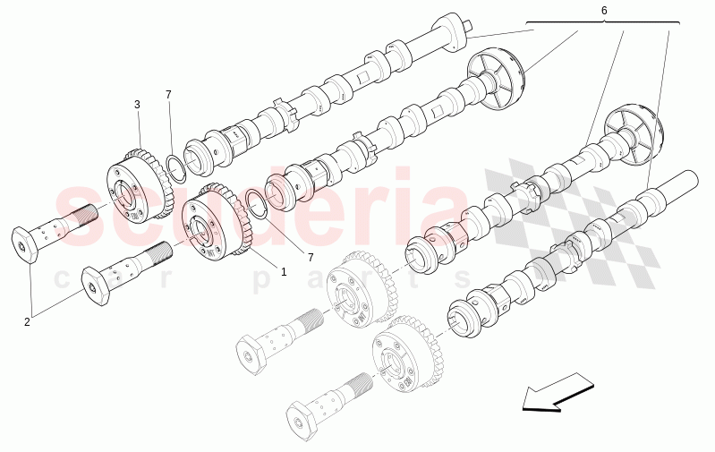 RH CYLINDER HEAD CAMSHAFTS of Maserati Maserati Levante Modena S Automatic 3.0 BT V6 4WD 430HP