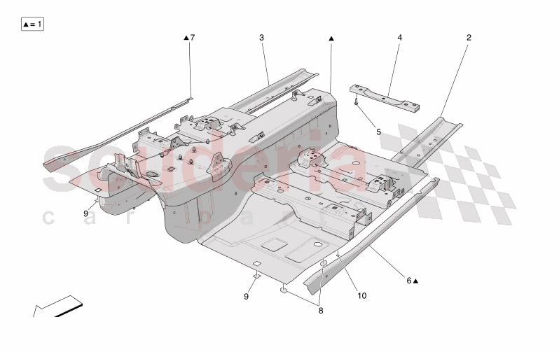 CENTRAL STRUCTURAL FRAMES AND SHEET PANELS of Maserati Maserati GranCabrio M189 TROFEO  AUTOMATIC 4WD 3.0 BT V6 550 HP
