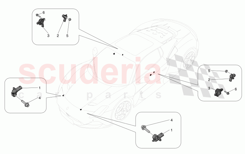 CRASH SENSORS of Maserati Maserati MC20 Icona Automatic 3.0 BT V6 2WD 630HP