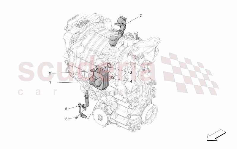 FRONT ELECTRIC AXLE - HEAT EXCHANGER AND PIPES of Maserati Maserati GranCabrio M189 FOLGORE  AUTOMATIC 4WD BEV 560 kW