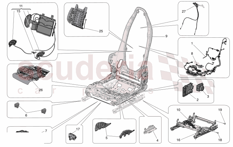 FRONT SEATS: MECHANICS AND ELECTRONICS of Maserati Maserati GranCabrio M189 FOLGORE  AUTOMATIC 4WD BEV 560 kW
