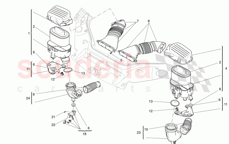 AIR FILTER, AIR INTAKE AND DUCTS of Maserati Maserati Levante Modena S Automatic 3.0 BT V6 4WD 430HP