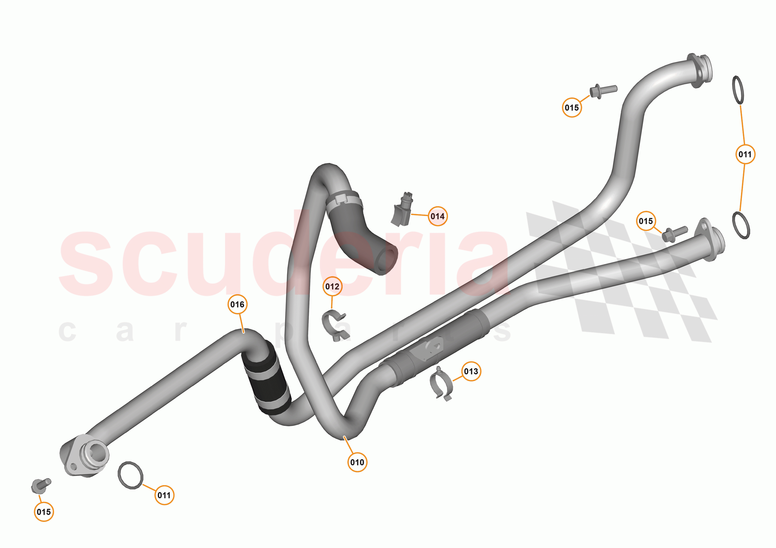 39 - TRANSMISSION COOLING SYSTEMS - 39.1 - TRANS OIL COOLER FEED + RTRN PIPES of McLaren McLaren 540C Coupe
