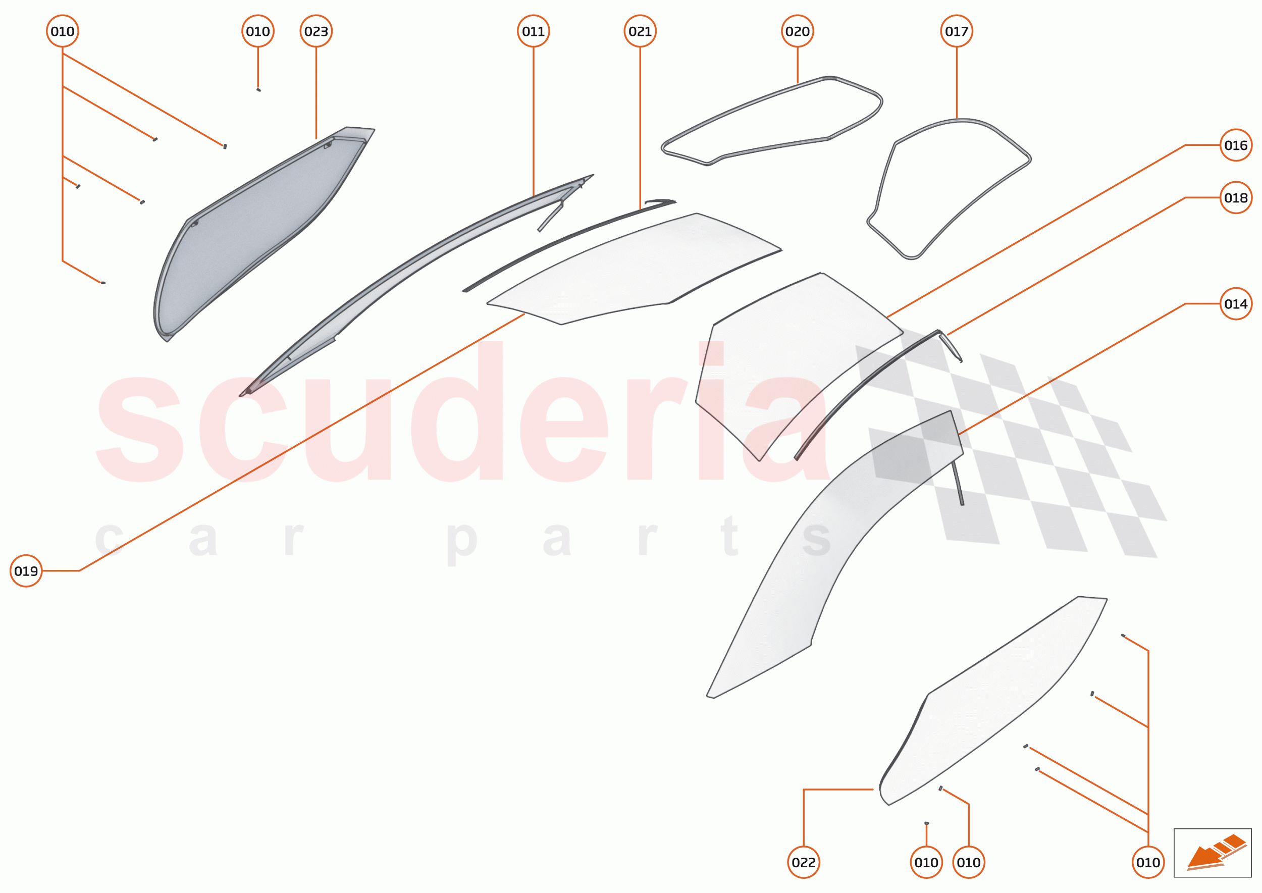 9 - GLAZING CLOSURES - 9.1 - DOOR GLAZING - FIXED of McLaren McLaren Senna