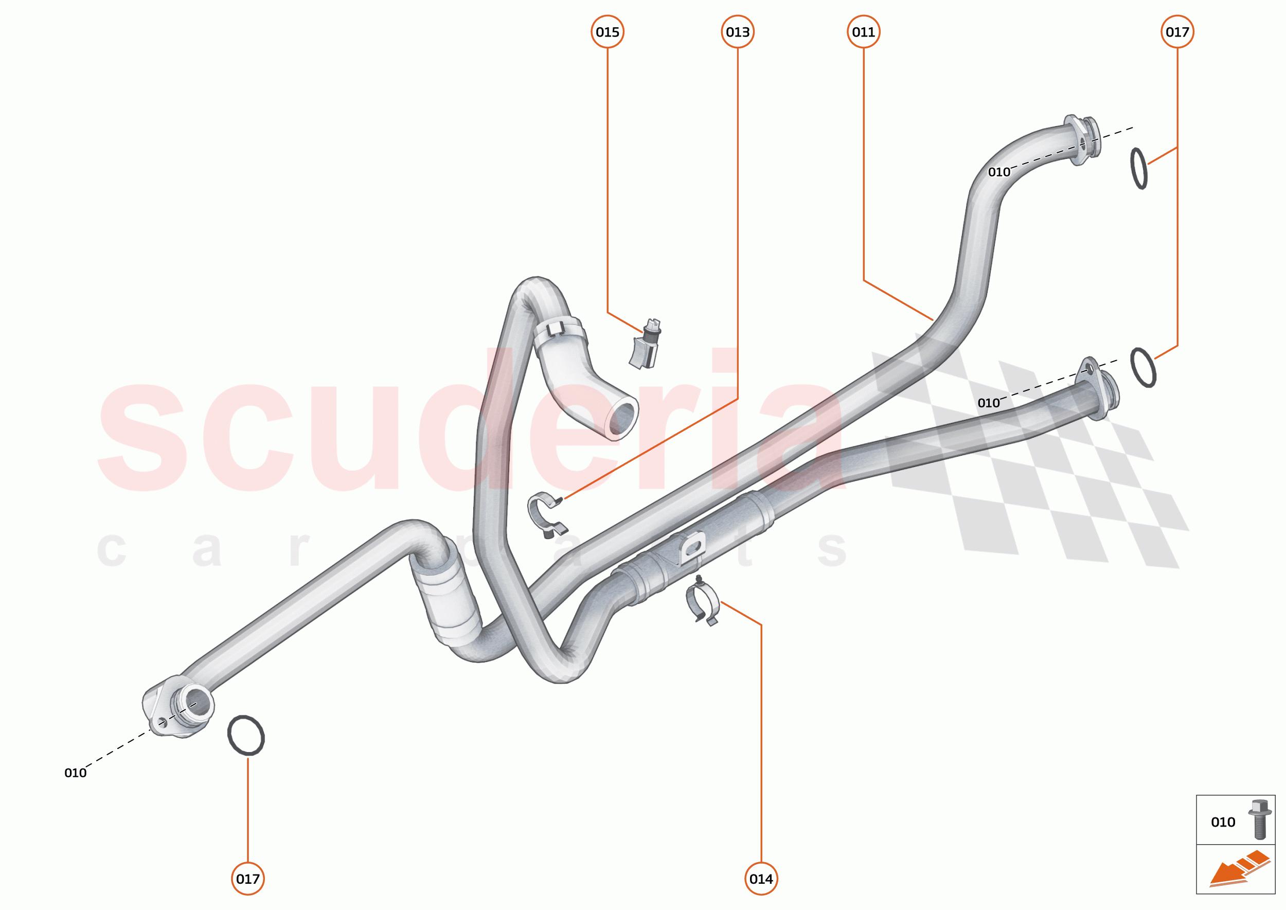39 - TRANSMISSION COOLING SYSTEMS - 39.1 - TRANS OIL COOLER FEED + RTRN PIPES of McLaren McLaren 600LT