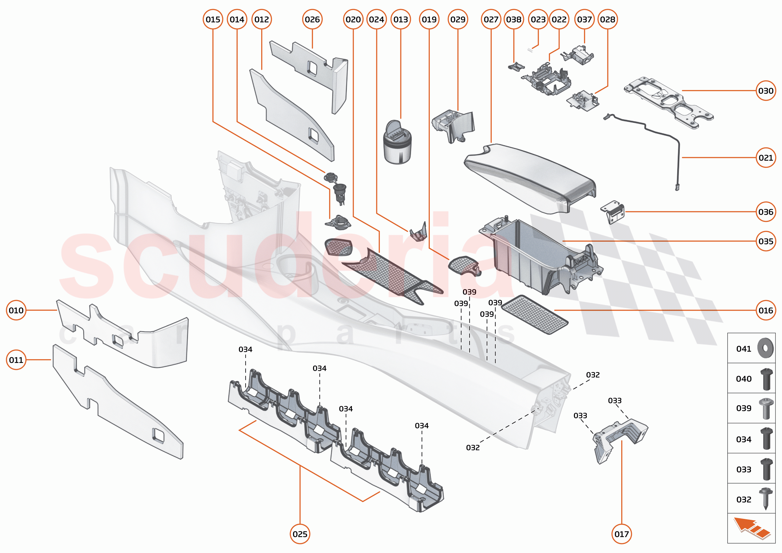 49 - INTERIOR SYSTEMS - 49.4 - ASSY TUNNEL CONSOLE - COMPONENTS & HARDWARE of McLaren McLaren 750S Spider
