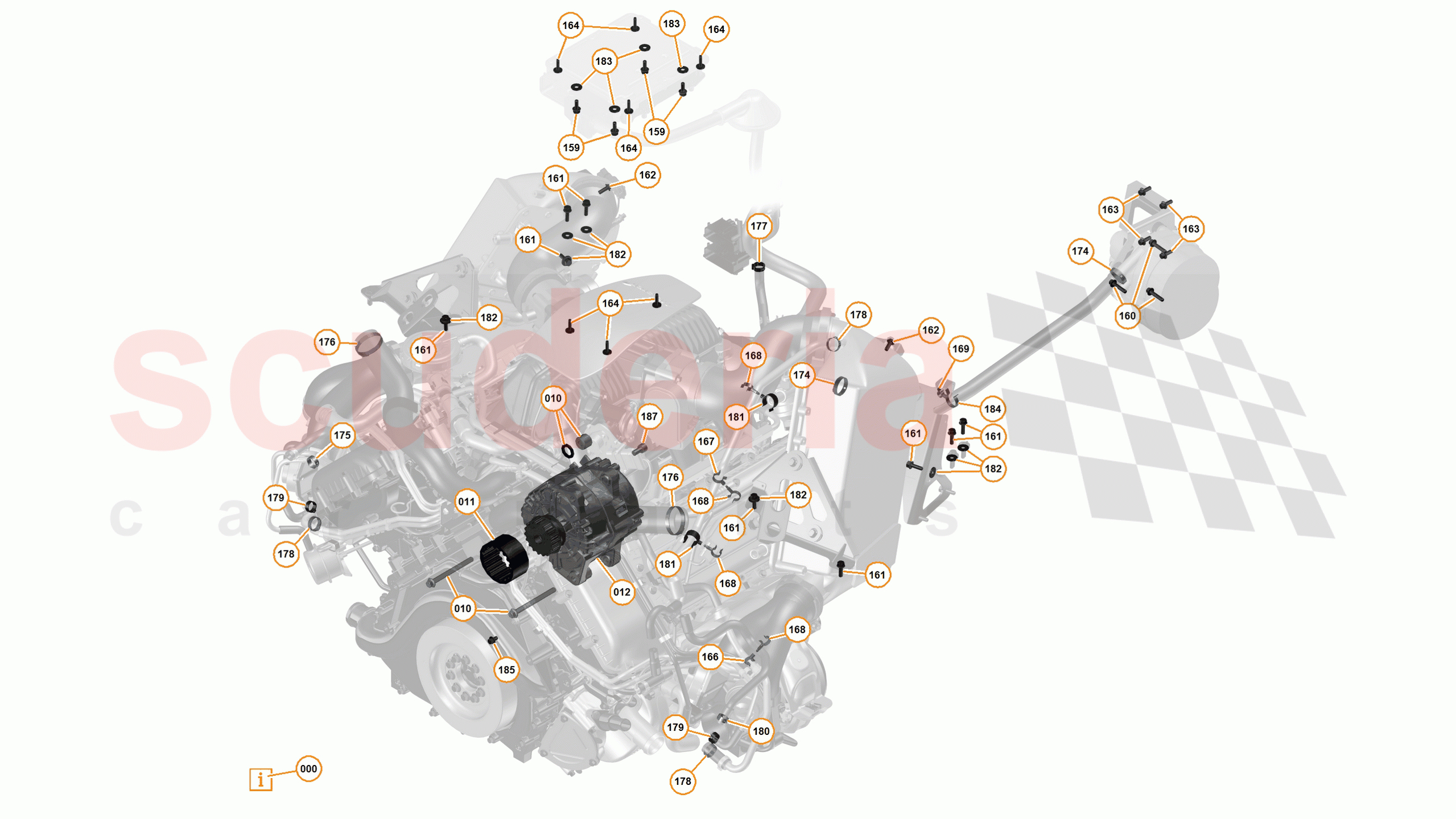 16 - F1 - POWER UNIT - 16.1 - 01 - POWER UNIT - ALTERNATOR + CLIPS (VARIOUS) of McLaren McLaren 650S Spider