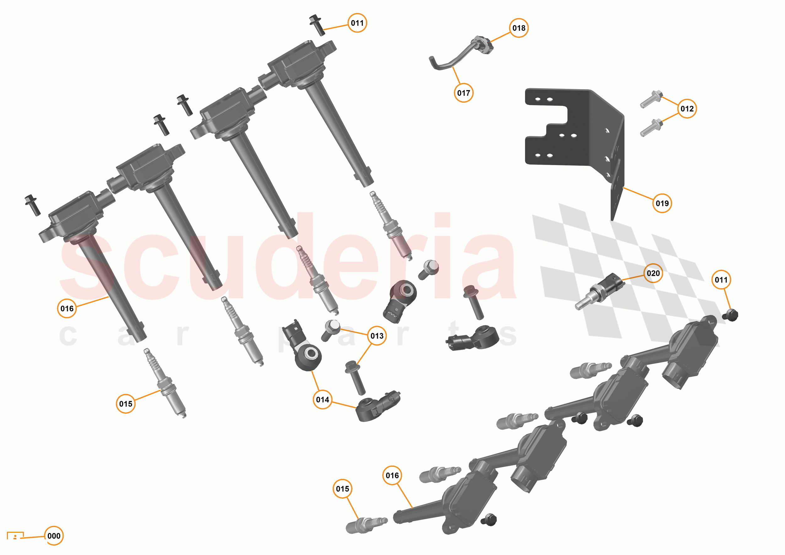 16 - F1 - POWER UNIT - 16.15 - 01 - POWER UNIT - SPARK PLUGS, IGNITION COILS + KNOCK SENSORS of McLaren McLaren 675LT Coupe