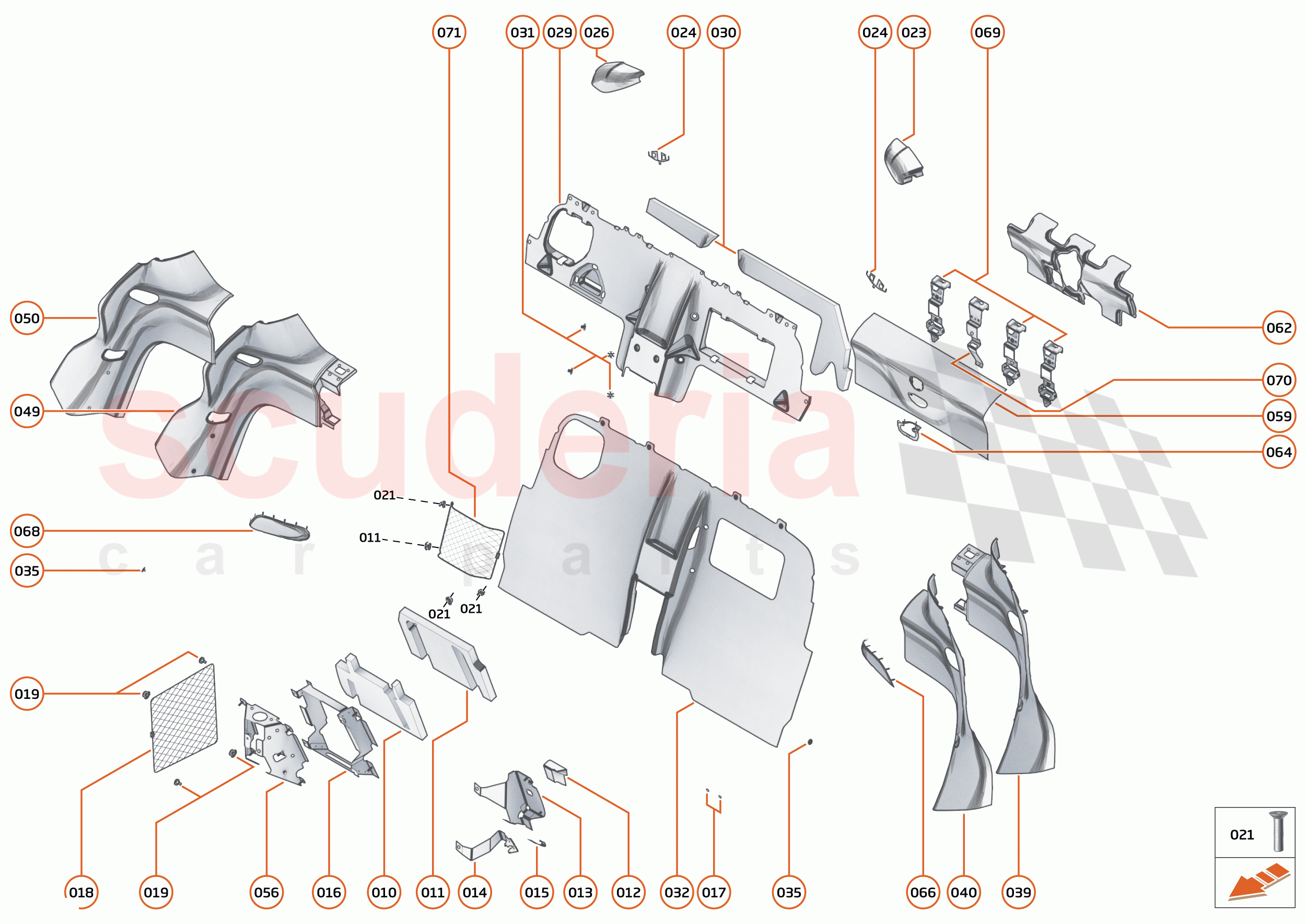 49 - INTERIOR SYSTEMS - 49.11 - LOWER & REAR TRIM - COMPONENTS & HARDWARE of McLaren McLaren 765LT Spider