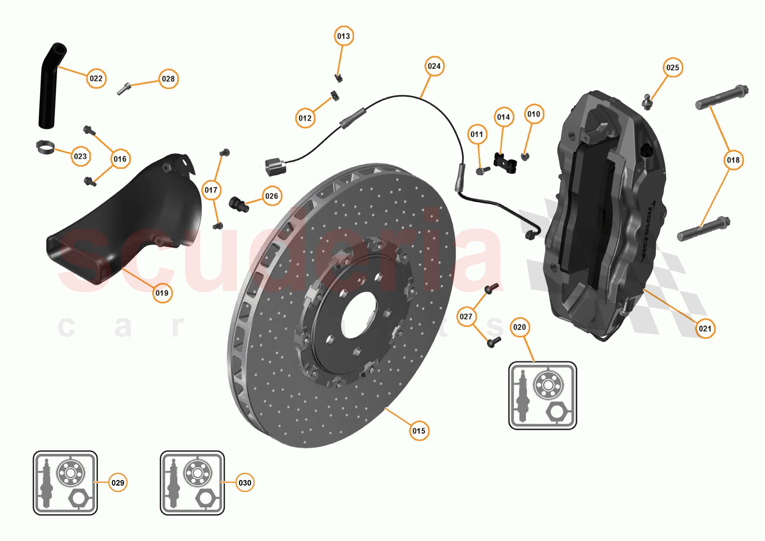 9 - C1 - BRAKE SYSTEM - 9.1 - 01 - FRONT BRAKE DISCS AND CALIPERS  of McLaren McLaren 625C Coupe