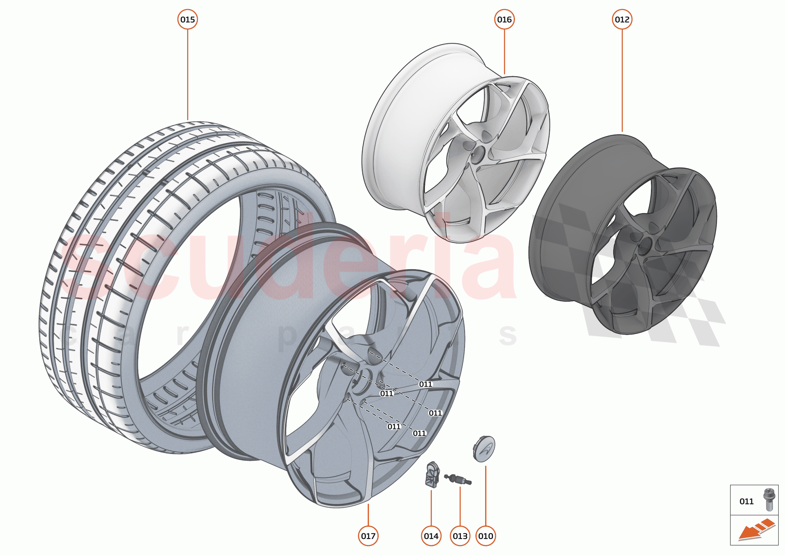 16 - SUSPENSION - 16.10 - WHEEL AND TYRE ASSEMBLIES FRONT LEFT of McLaren McLaren Elva