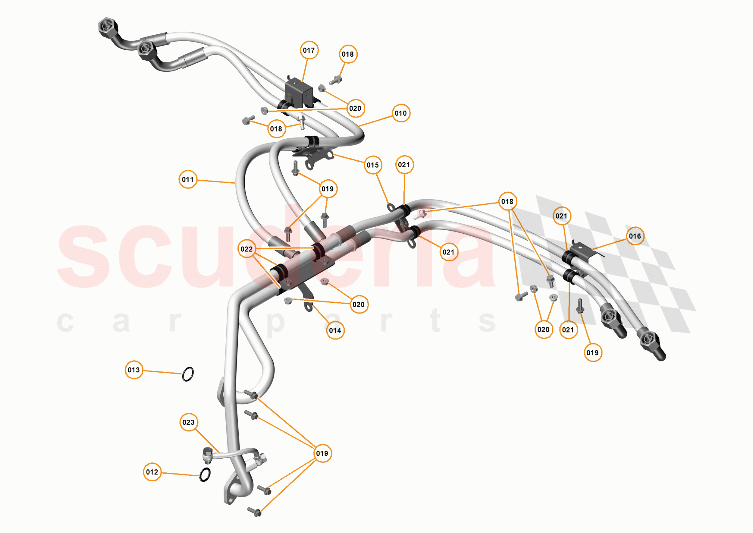 39 - TRANSMISSION COOLING SYSTEMS - 39.3 - CLUTCH OIL COOLER FEED AND RETURN PIPES of McLaren McLaren P1 Coupe