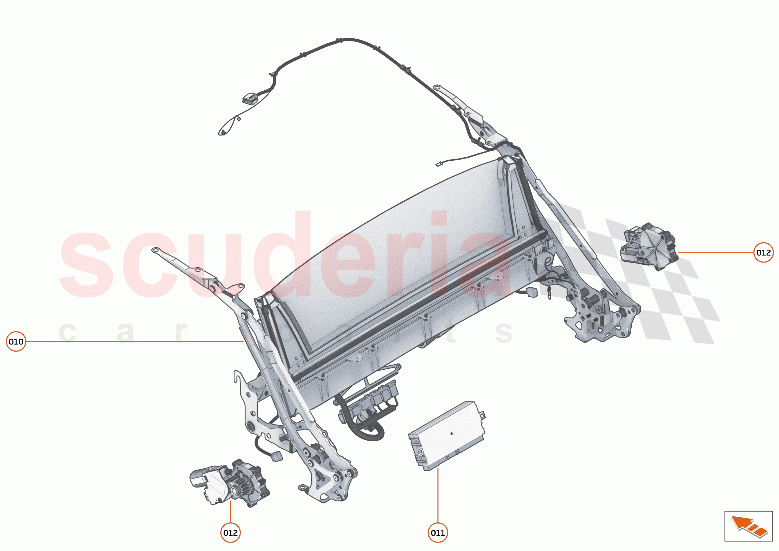 7 - CLOSURES - 7.12 - CONVERTIBLE ROOF RHT ASSEMBLY AND KINEMATIC of McLaren McLaren 720S Spider