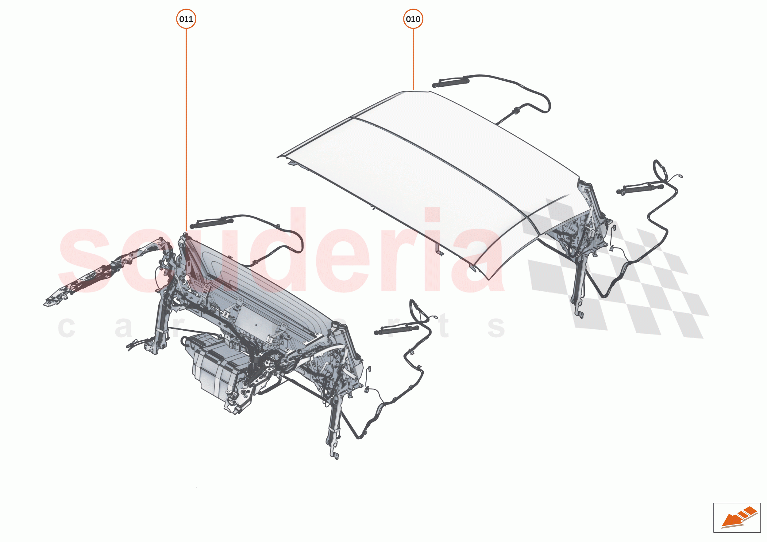 3 - A3 -CLOSURES - 3.15 - 06 - CONVERTIBLE ROOF - ASSEMBLY AND KINEMATIC of McLaren McLaren 675LT Spider
