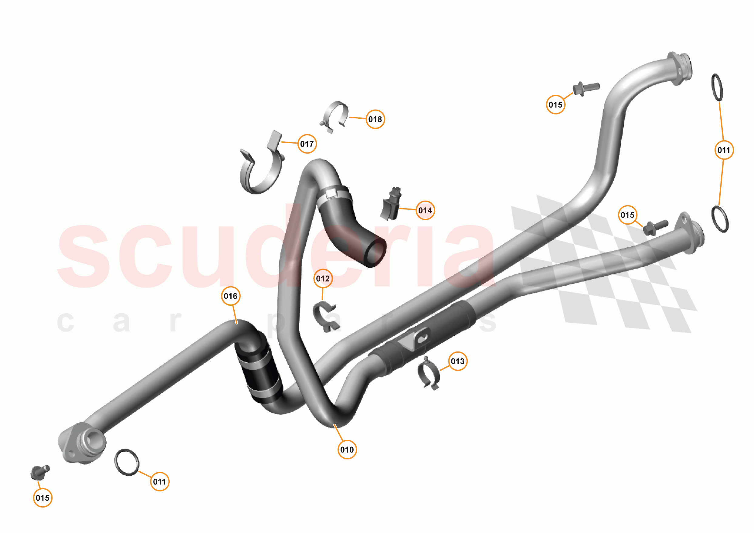 41 - TRANSMISSION COOLING SYSTEMS - 41.1 - TRANS OIL COOLER FEED + RTRN PIPES of McLaren McLaren 720S Coupe