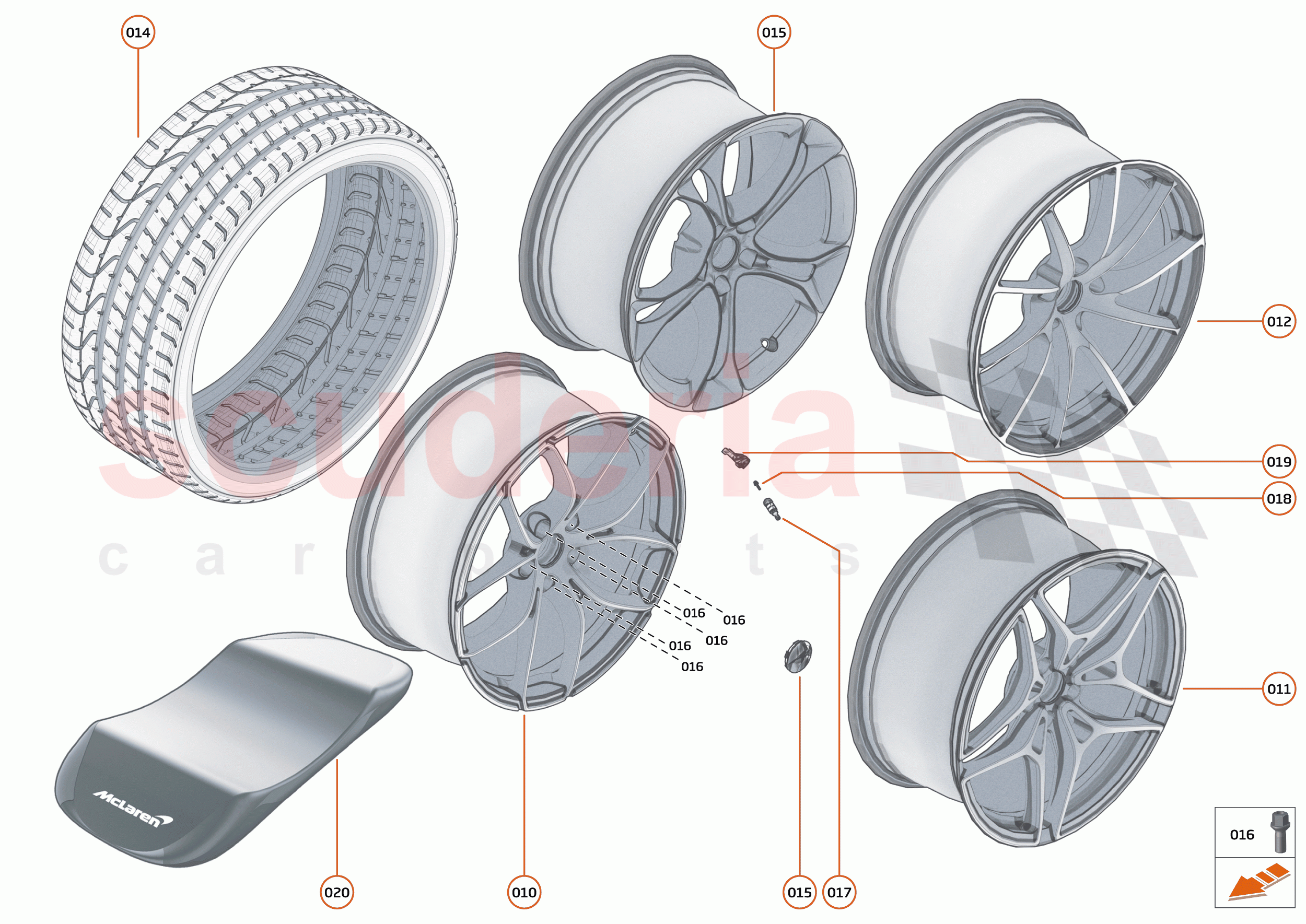 20 - SUSPENSION - WHEELS AND TYRES FRONT - 20.1 - WHEEL AND TYRE ASSEMBLIES FRONT of McLaren McLaren 720S Spider