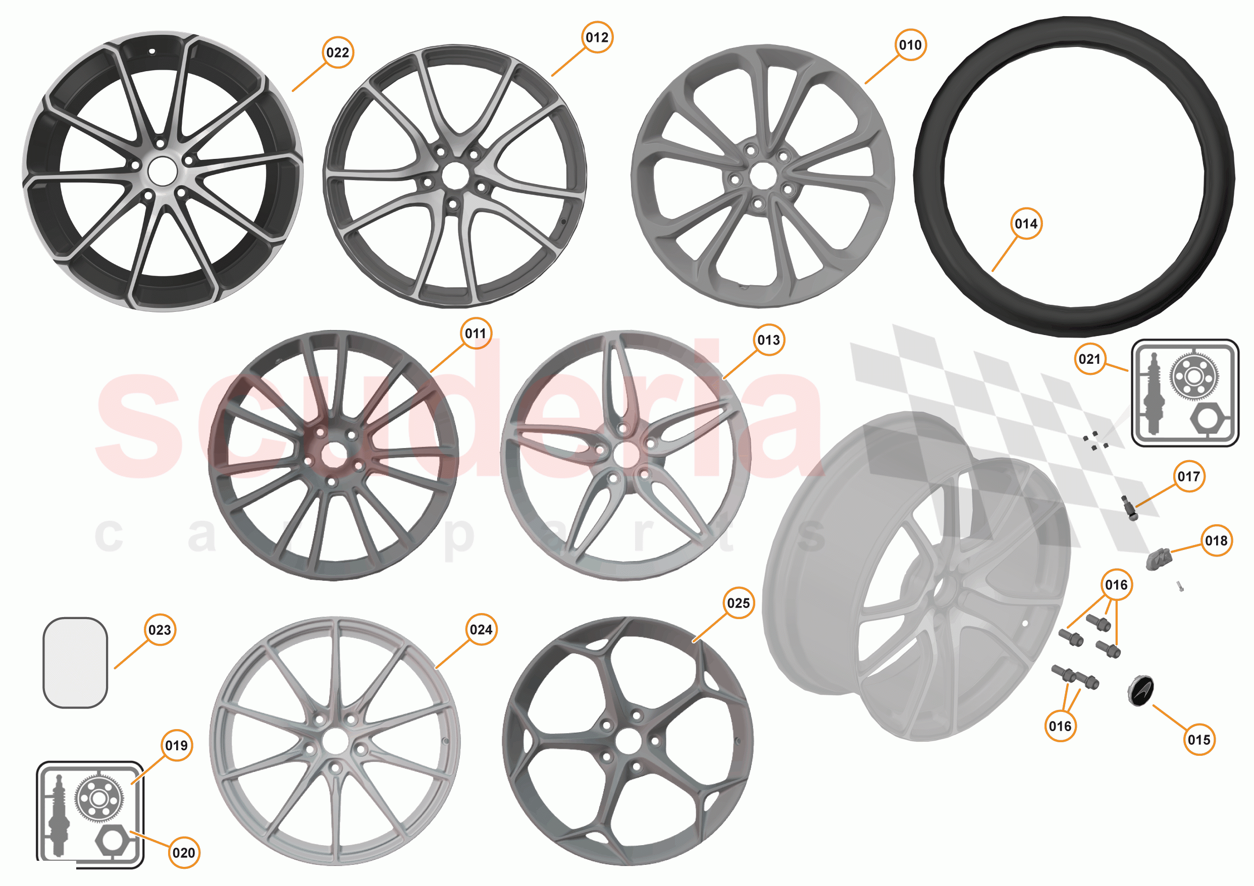 20 - SUSPENSION - WHEELS & TYRES FRONT - 20.1 - WHEEL &TYRE ASSEMBLIES FRONT of McLaren McLaren 570S Spider