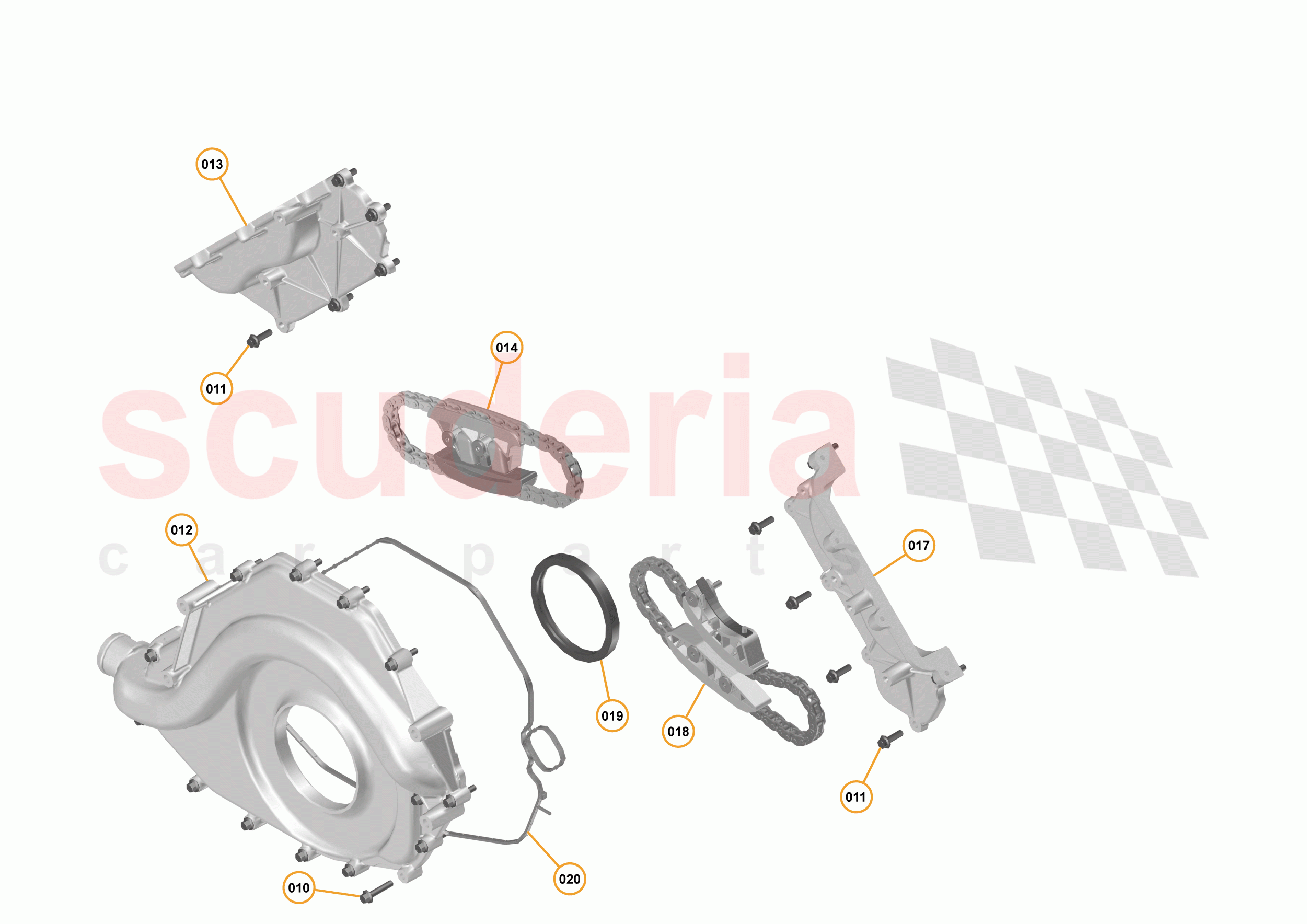 16 - F1 - POWER UNIT - 16.10 - 01 - POWER UNIT - FRONT COVER + TIMING CHAINS of McLaren McLaren 675LT Spider