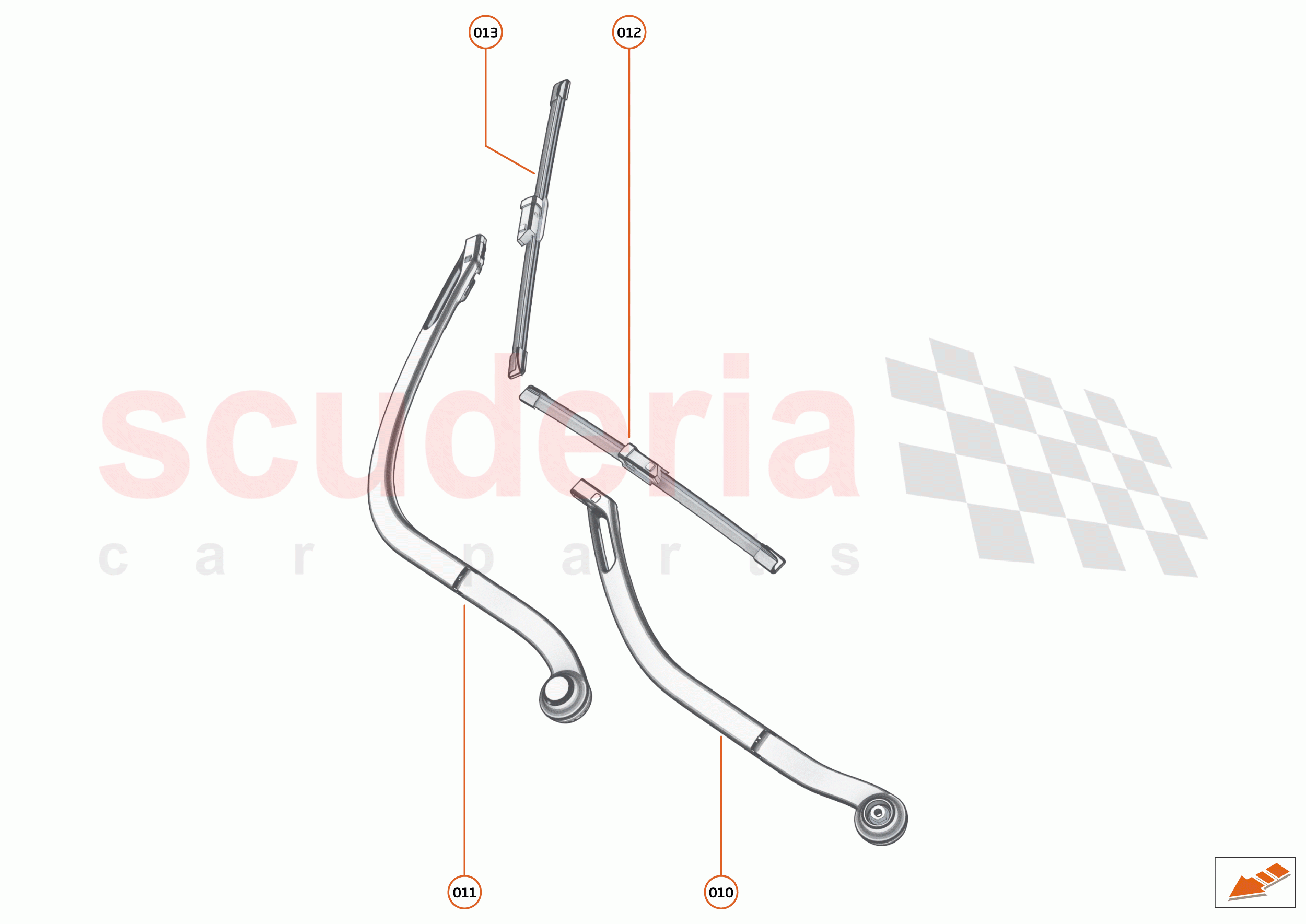 13 - WIPERS AND WASHER SYSTEM - 13.3 - WINDSCREEN WIPER ARMS of McLaren McLaren Elva