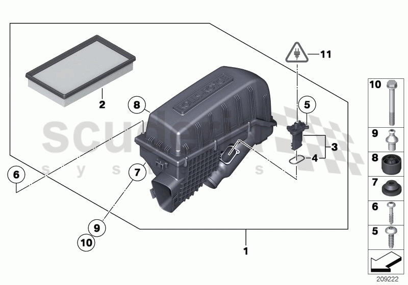 Intake silencer/Filter cartridge/HFM of Rolls Royce Rolls Royce Ghost Series I (2009-2014)