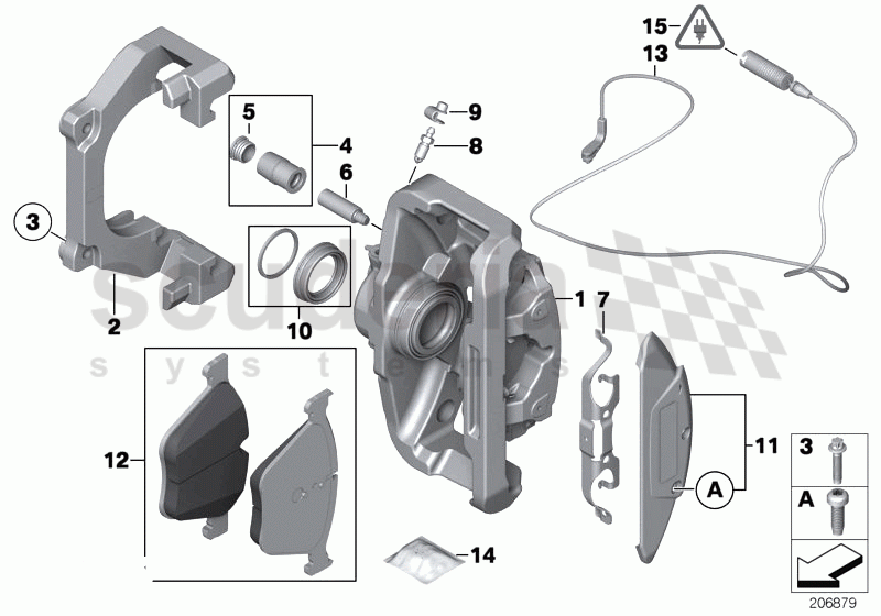 Front wheel brake-Brake pad sensor of Rolls Royce Rolls Royce Ghost Series I (2009-2014)
