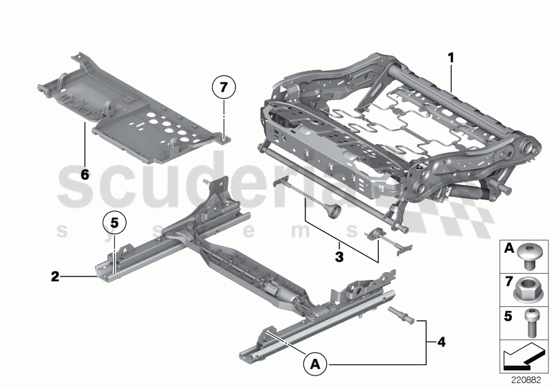 Seat, front, seat frame of Rolls Royce Rolls Royce Ghost Series I (2009-2014)