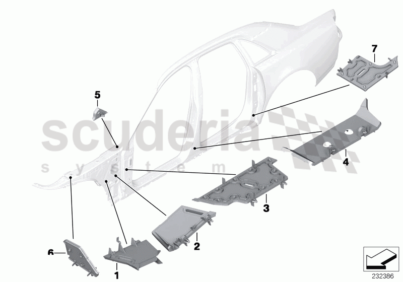 Cavity shielding, side frame of Rolls Royce Rolls Royce Ghost Series I (2009-2014)