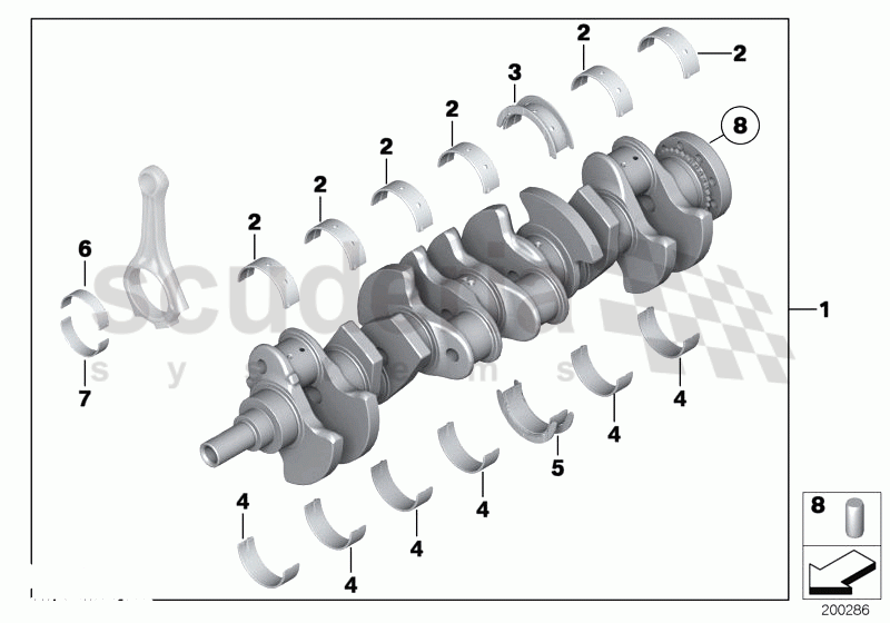 Crankshaft with bearing shells of Rolls Royce Rolls Royce Ghost Series I (2009-2014)