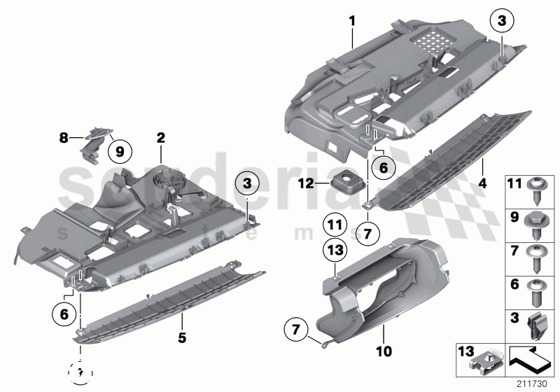 Mounting parts, instr. panel, bottom I of Rolls Royce Rolls Royce Ghost Series I (2009-2014)