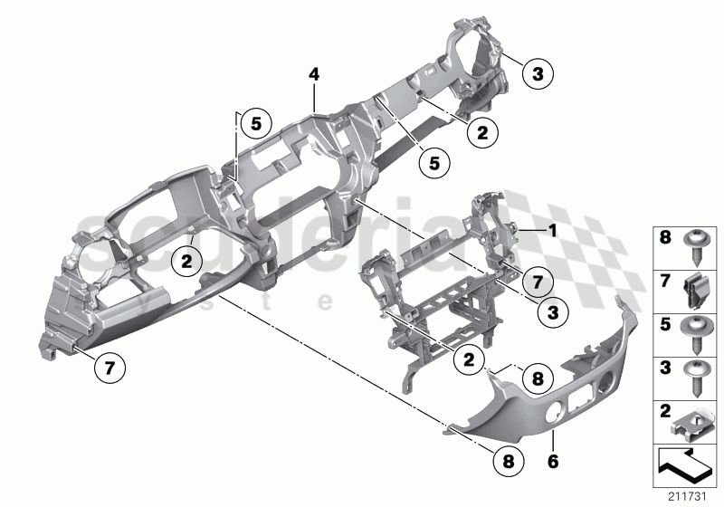 Mounting parts, instr. panel, bottom II of Rolls Royce Rolls Royce Ghost Series I (2009-2014)