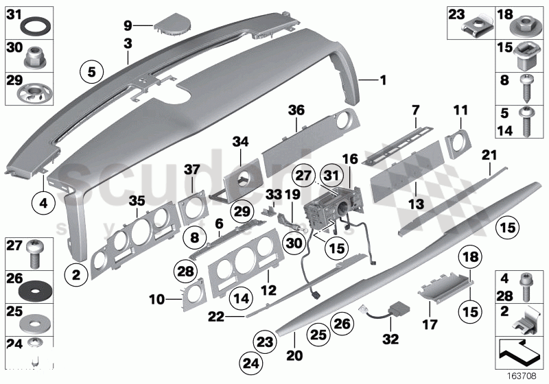 Instrument panel, upper part of Rolls Royce Rolls Royce Phantom Drophead Coupe