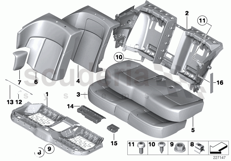 Seat, rear, cushion, & cover, basic seat of Rolls Royce Rolls Royce Ghost Series I (2009-2014)