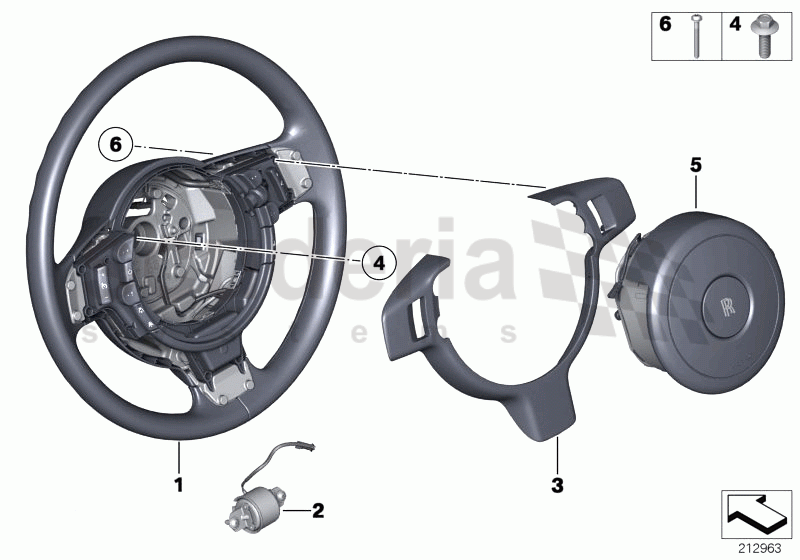 Steering wheel airbag multifunctional of Rolls Royce Rolls Royce Ghost Series I (2009-2014)