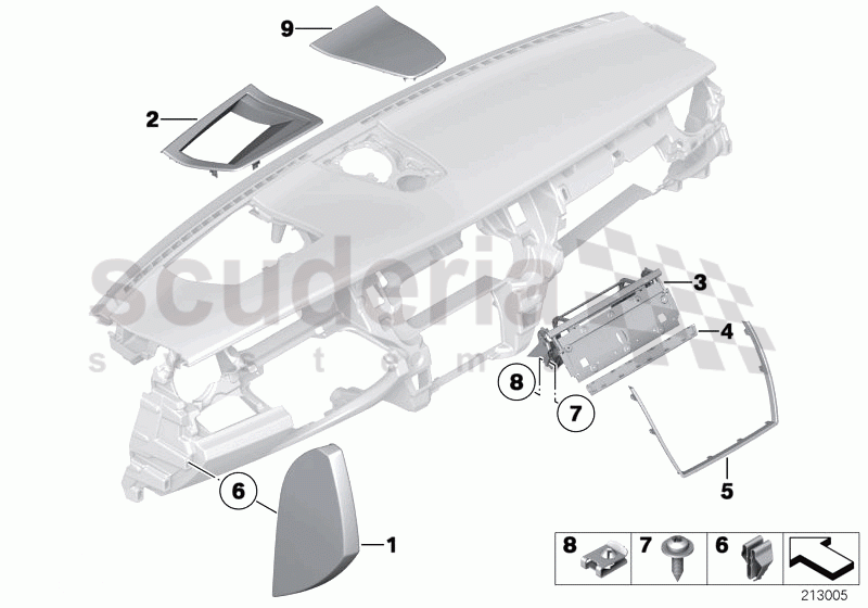 Mounting parts, instrument panel, top of Rolls Royce Rolls Royce Ghost Series I (2009-2014)
