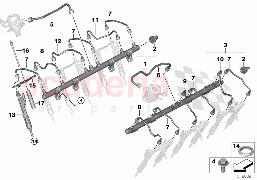 High pressure rail injector line of Rolls Royce Rolls Royce Cullinan RR31(2017-2023)