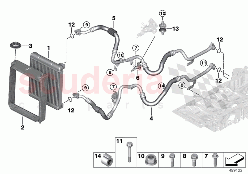 Engine oil cooler oil cooler line of Rolls Royce Rolls Royce Cullinan RR31(2017-2023)