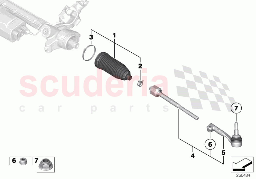 Steering linkage tie rods of Rolls Royce Rolls Royce Cullinan RR31(2017-2023)