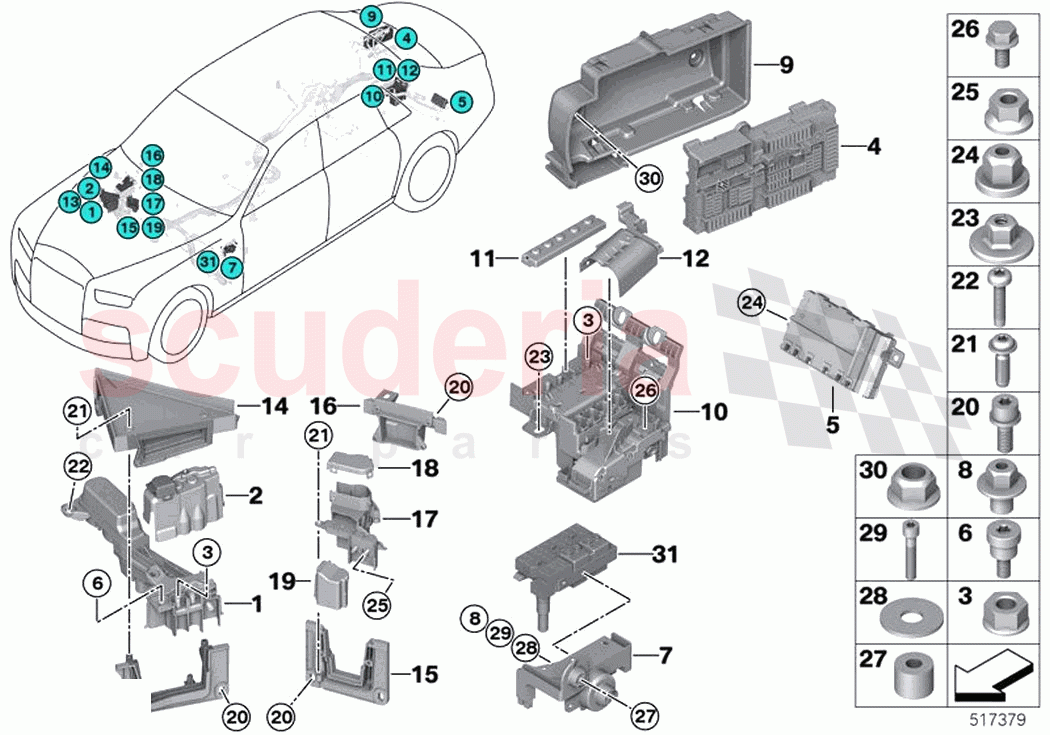 Power distribution box B distributor of Rolls Royce Rolls Royce Cullinan RR31(2017-2023)