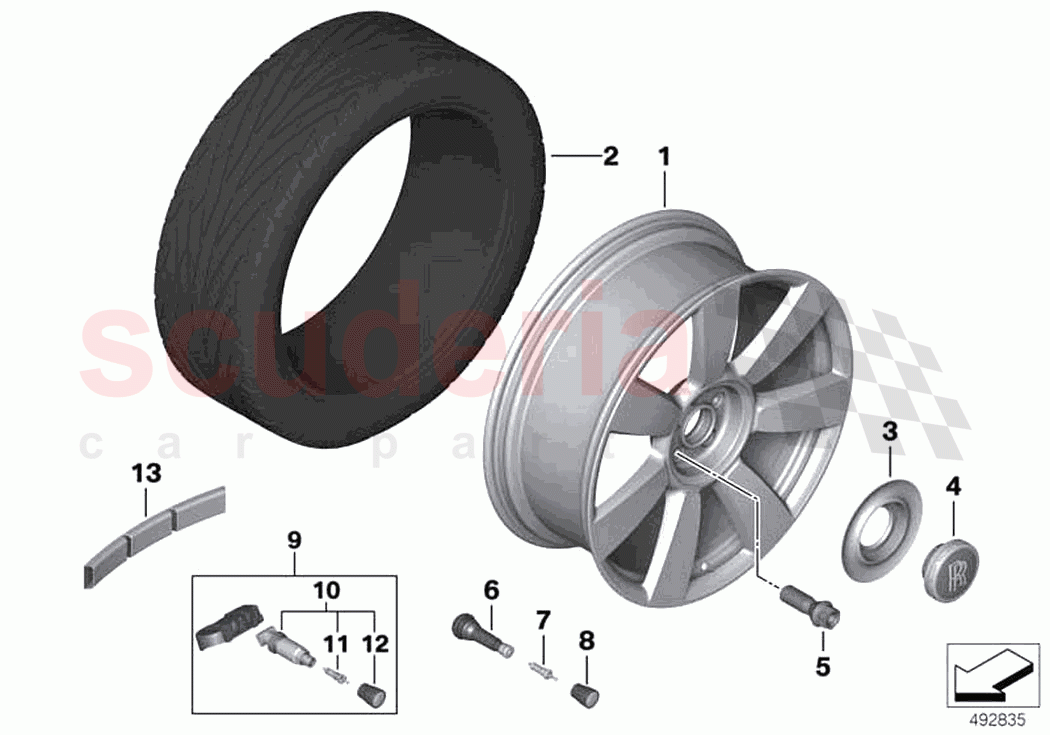 Light alloy wheel styling 712 of Rolls Royce Rolls Royce Cullinan RR31(2017-2023)