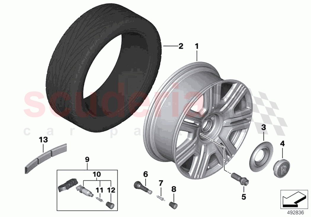 Light alloy wheel styling 714 of Rolls Royce Rolls Royce Cullinan RR31(2017-2023)