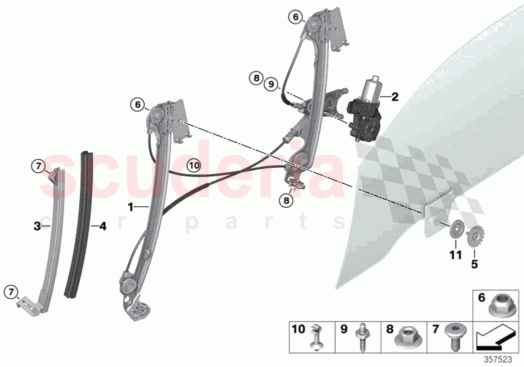 Door window lifting mechanism front of Rolls Royce Rolls Royce Dawn RR6(2017-2023)