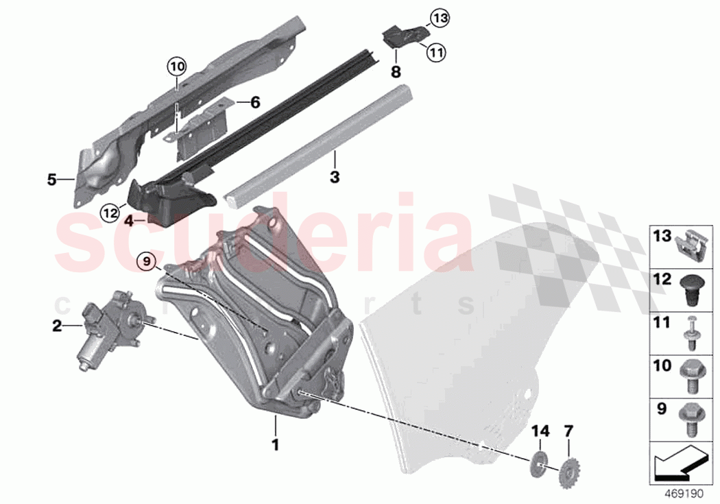 Door window lifting mechanism rear of Rolls Royce Rolls Royce Dawn RR6(2017-2023)