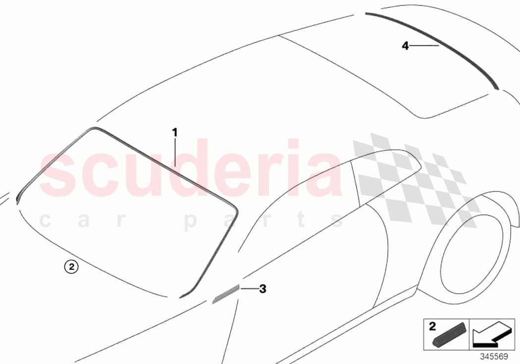 Glazing mounting parts of Rolls Royce Rolls Royce Dawn RR6(2017-2023)