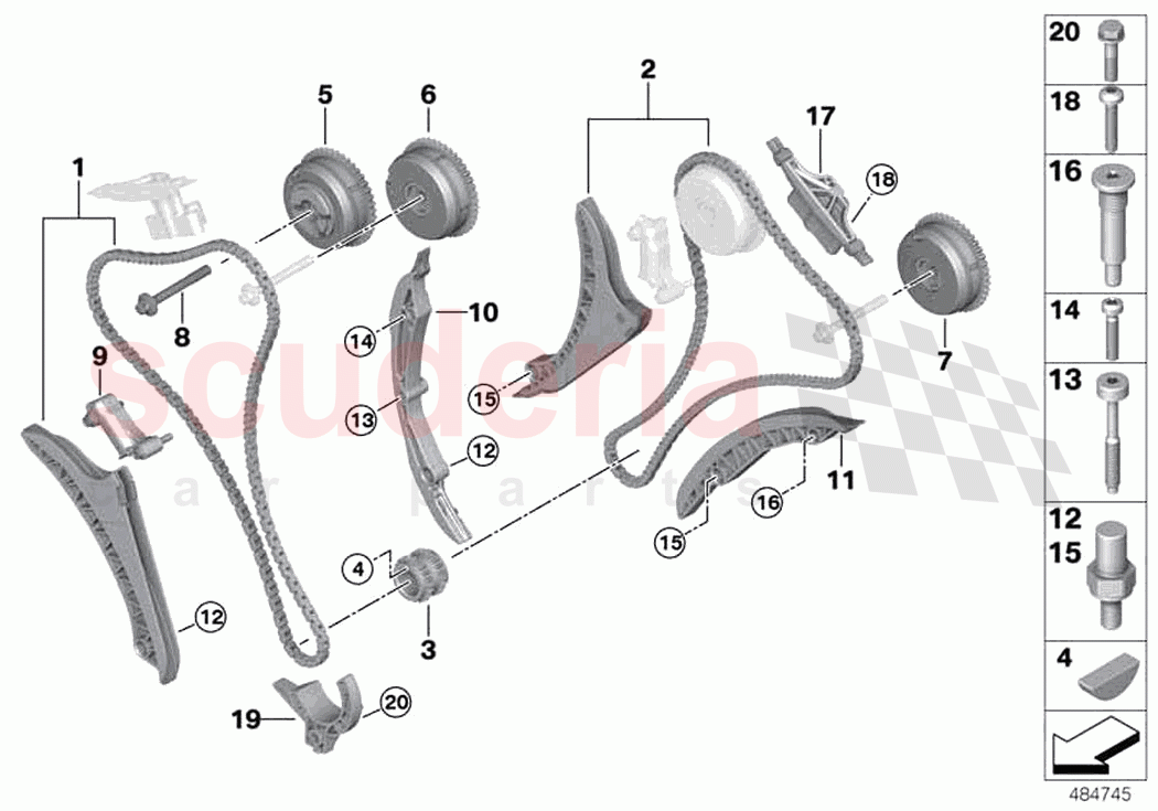 Timing and valve train timing chain of Rolls Royce Rolls Royce Ghost Extended RR22(2019-2023)