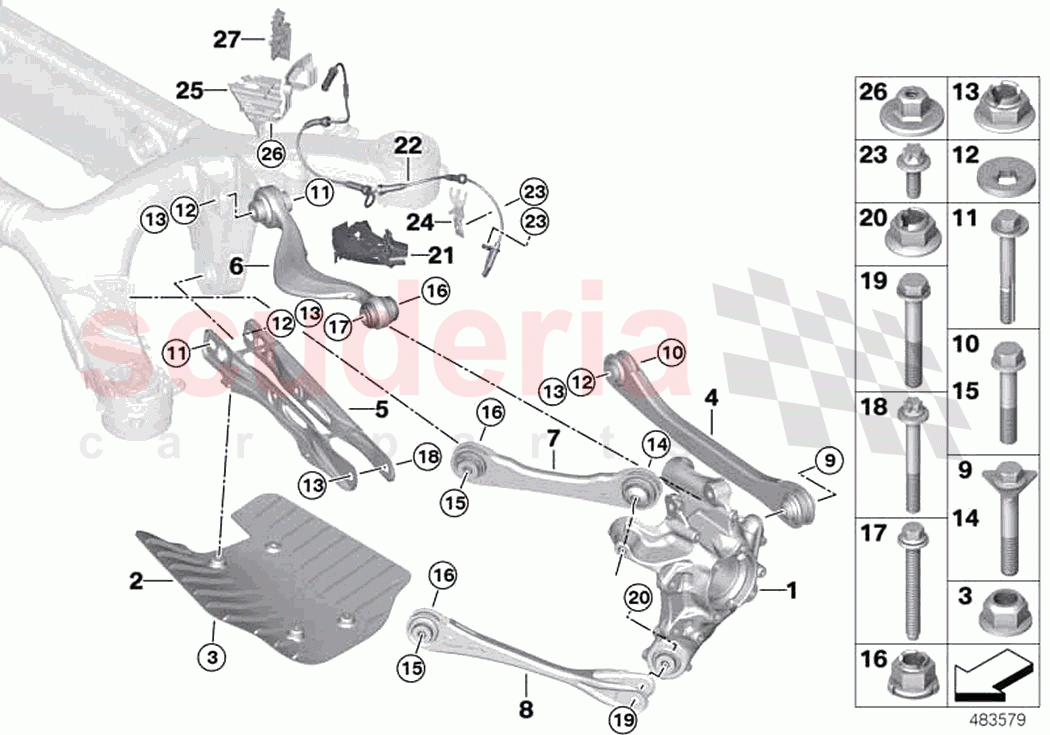 Rear axle support wheel suspension of Rolls Royce Rolls Royce Ghost Extended RR22(2019-2023)