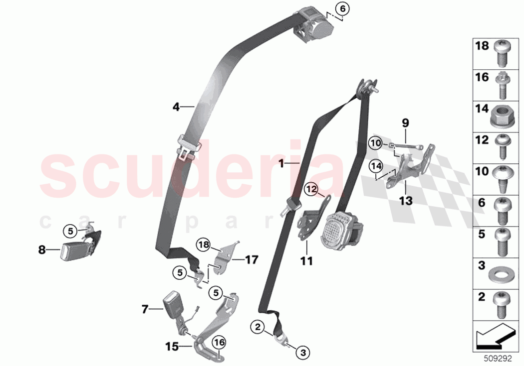 Safety belt rear of Rolls Royce Rolls Royce Ghost Extended RR22(2019-2023)