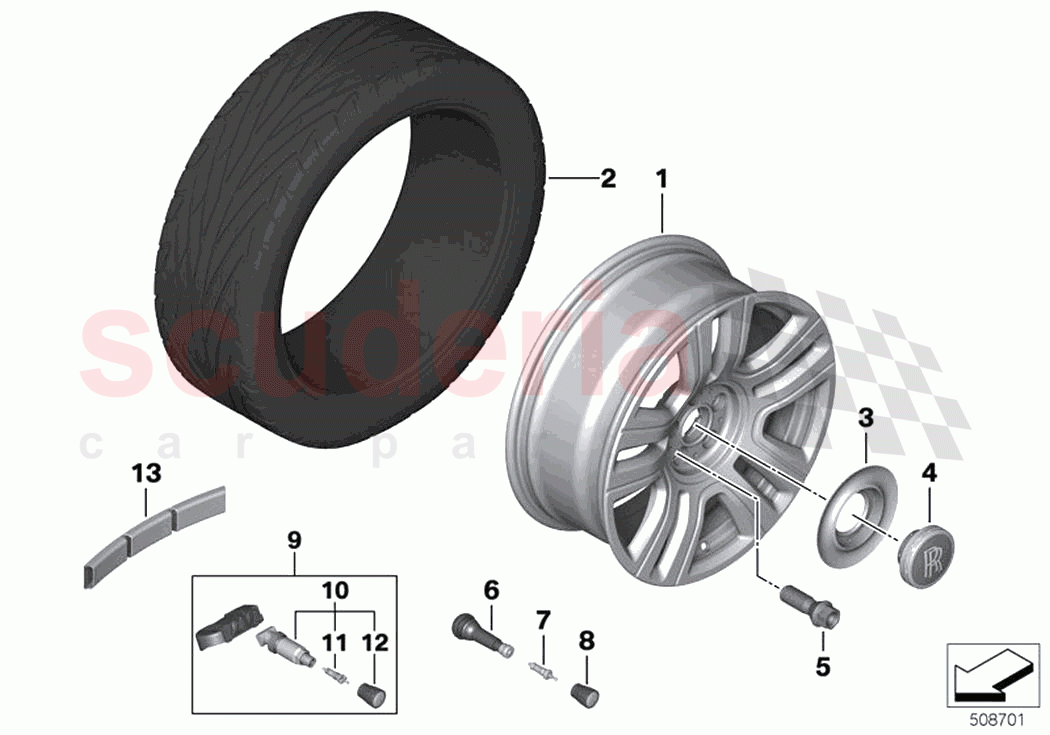 Light alloy wheel styling 807 of Rolls Royce Rolls Royce Ghost Extended RR22(2019-2023)